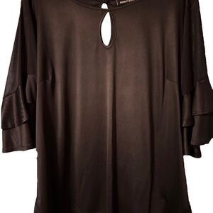 Ashley Stewart Black Keyhole Blouse